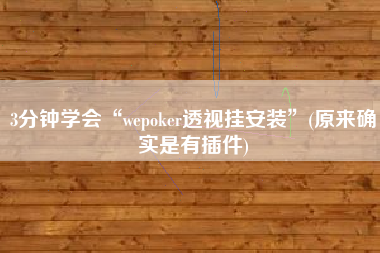 3分钟学会“wepoker透视挂安装”(原来确实是有插件)