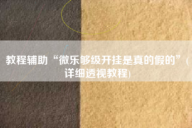 教程辅助“微乐够级开挂是真的假的	”(详细透视教程)