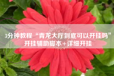 3分钟教程“青龙大厅到底可以开挂吗”开挂辅助脚本+详细开挂