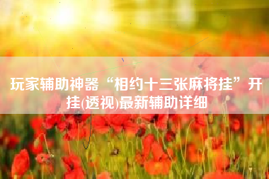 玩家辅助神器“相约十三张麻将挂”开挂(透视)最新辅助详细